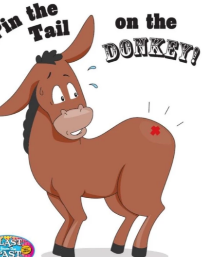 Pin the tail on the donkey kids party game
