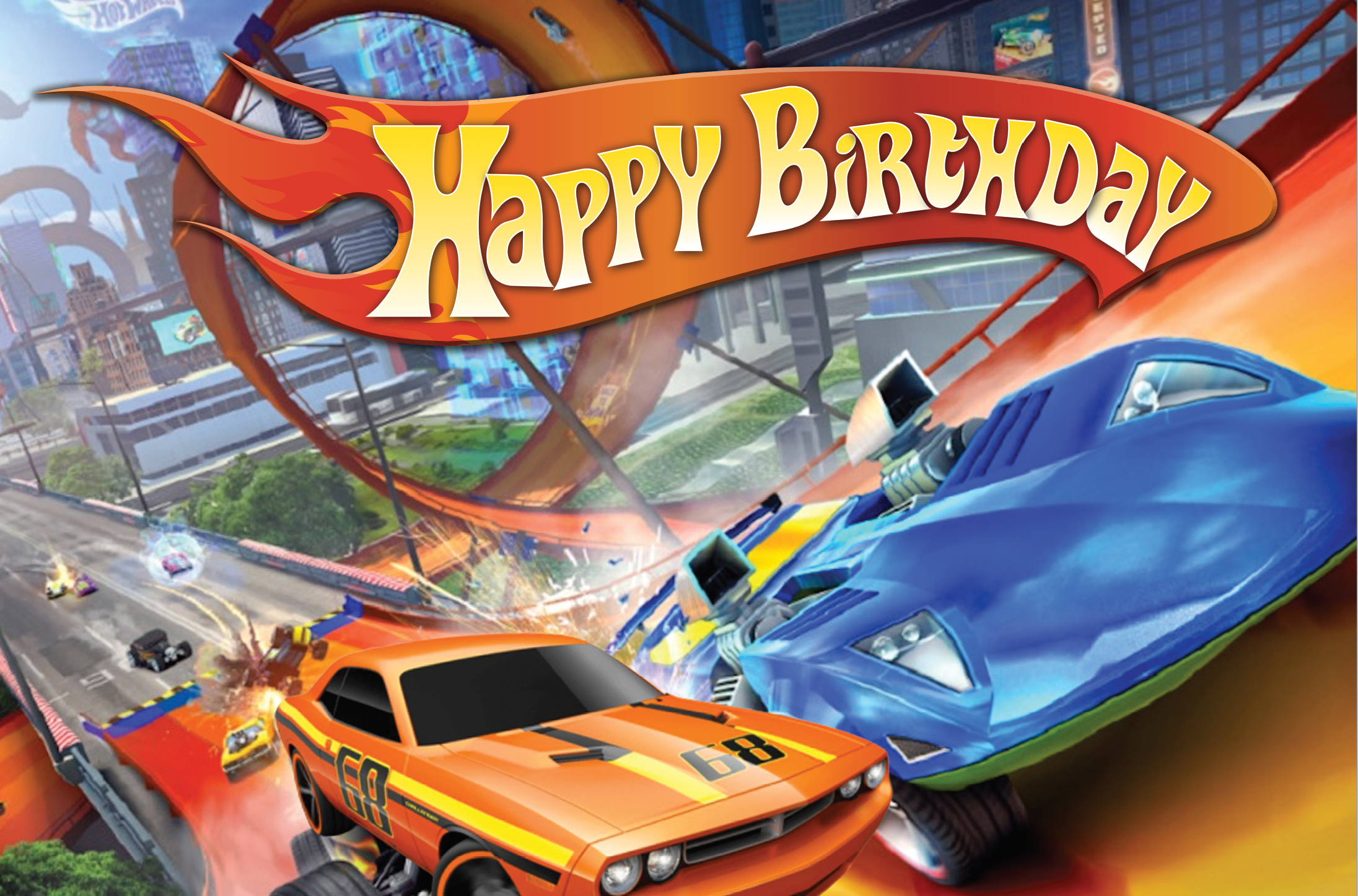 Hot Wheels happy birthday backdrop