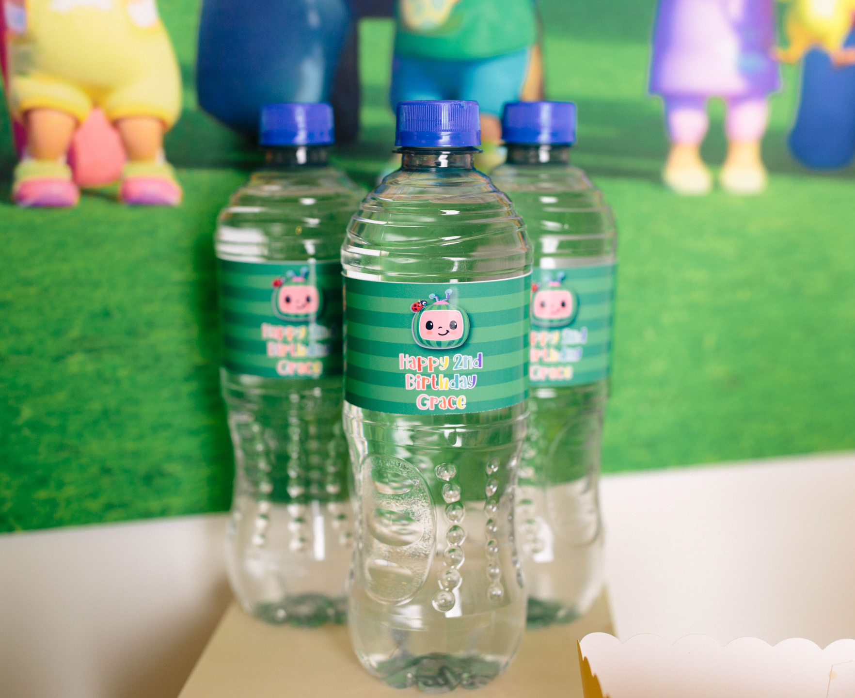 Cocomelon personalised water labels