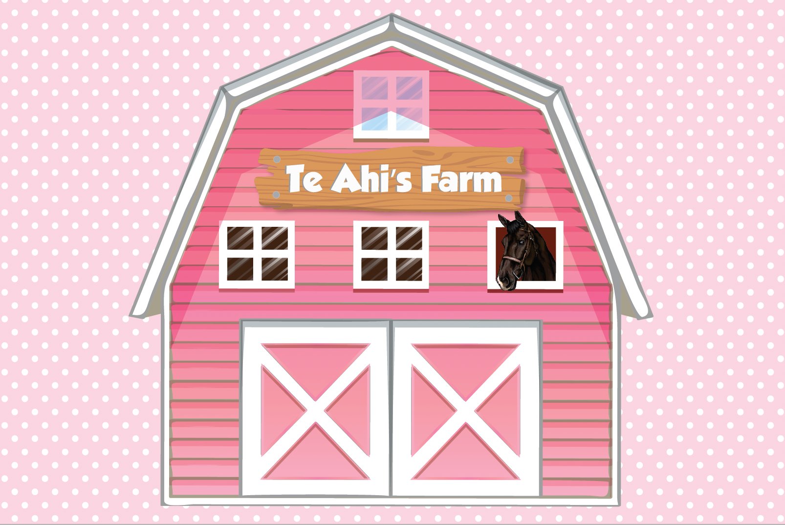 Pink farm barnyard vinyl backdrop