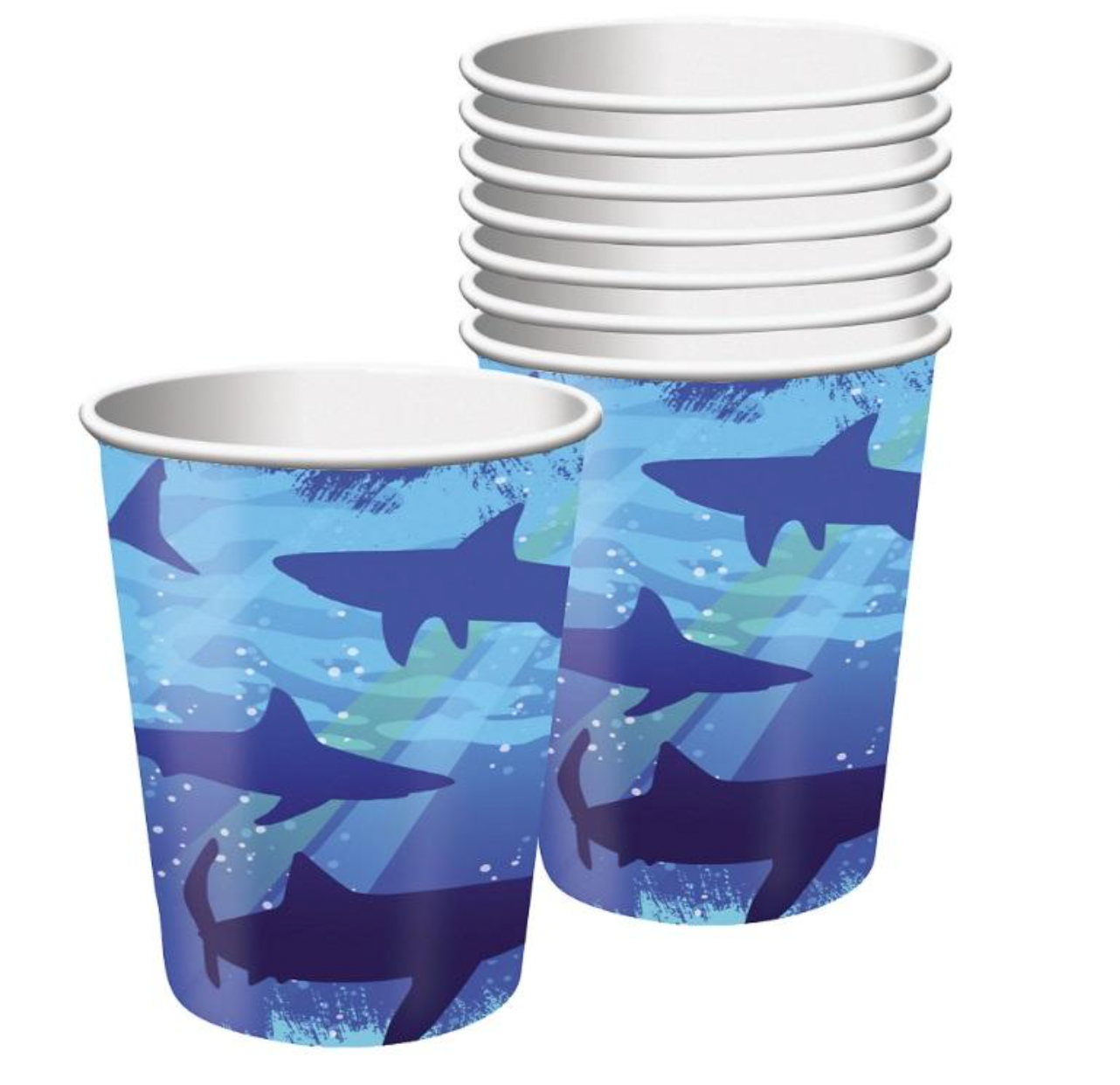 Shark themed party cups