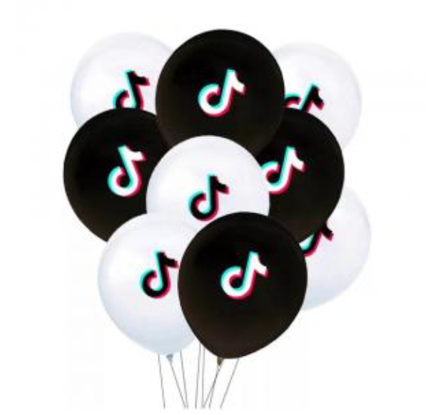 Tik tok black and white balloon pack of 12