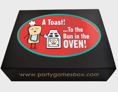 Baby shower games party box
