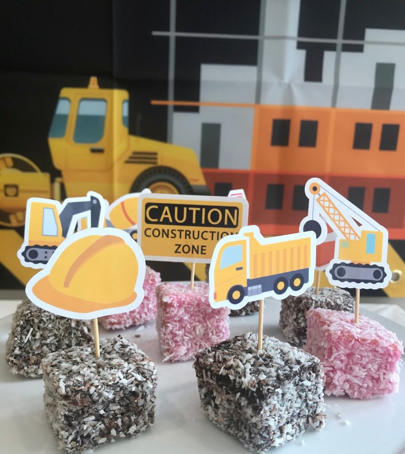 Construction party cupcake toppers
