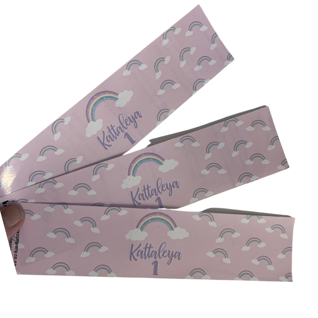 Pastel rainbow water labels