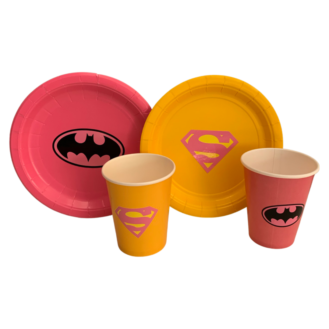 Superhero girl party tableware