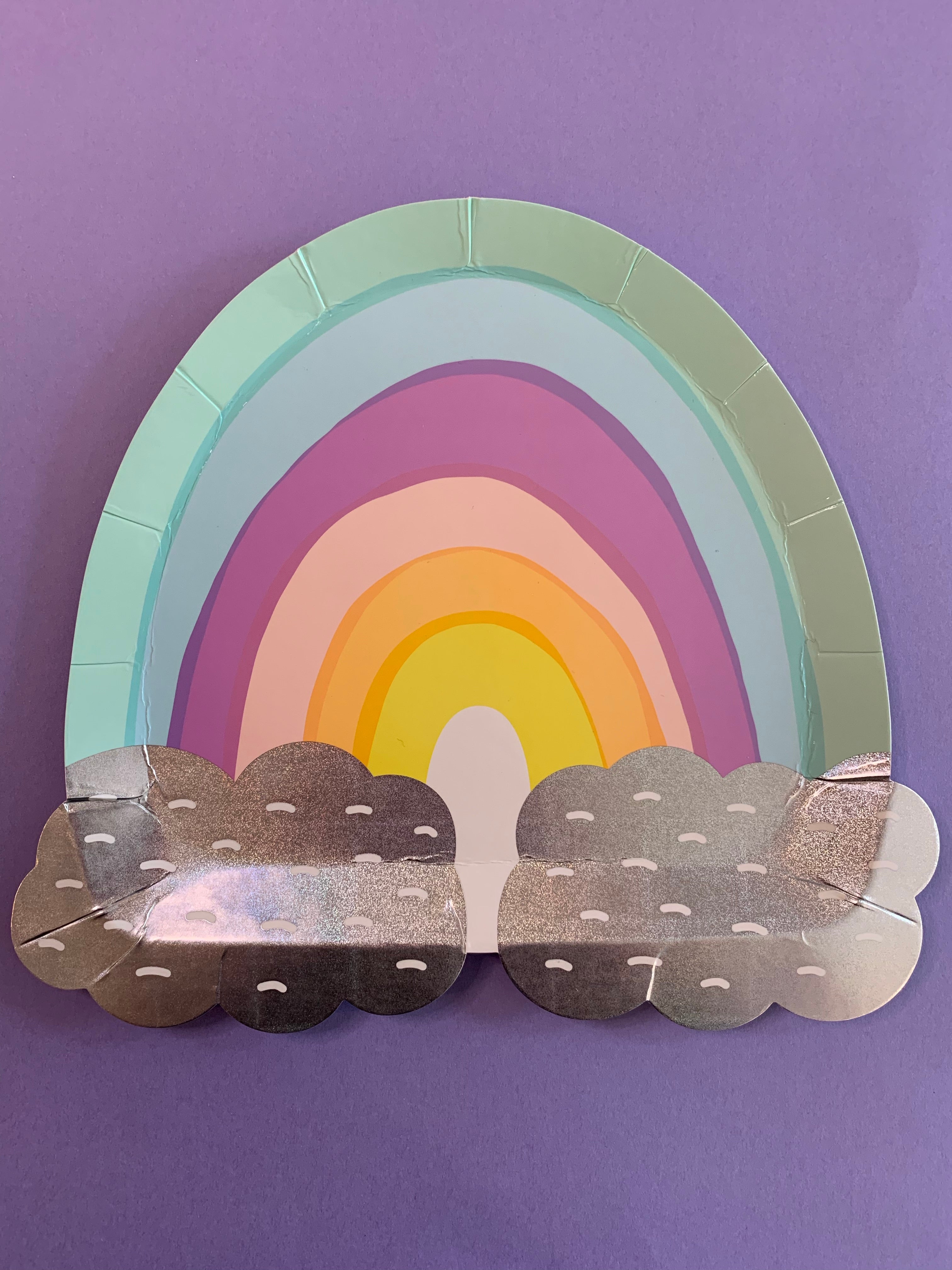Rainbow themed party plates