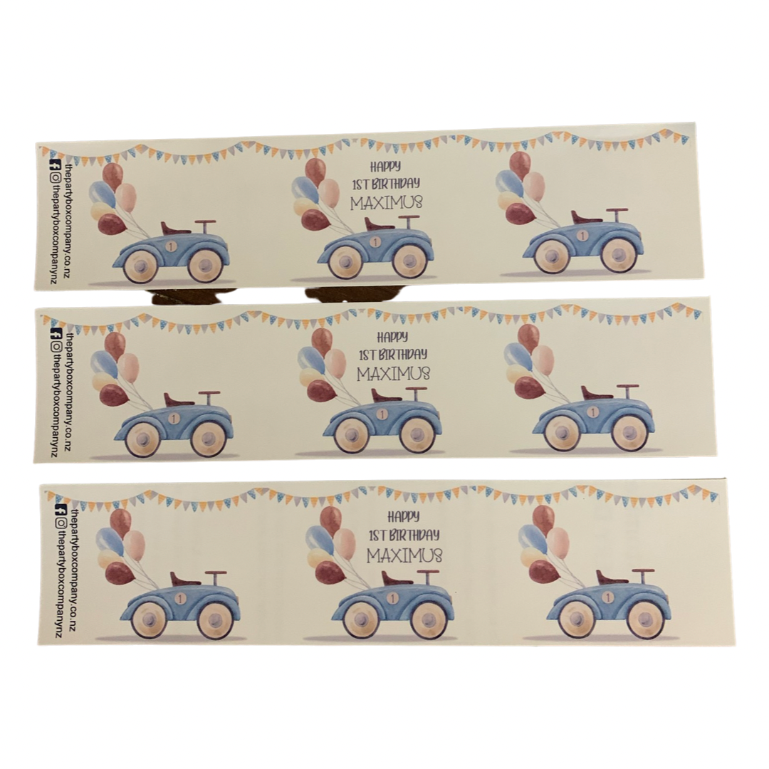 Vintage car water labels