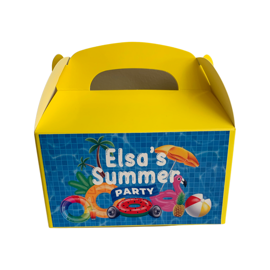 Summer pool themed gift boxes
