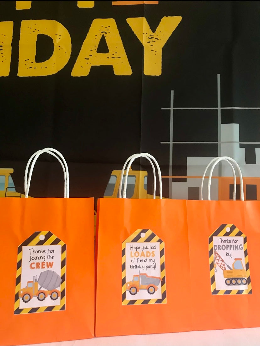Construction party gift bags