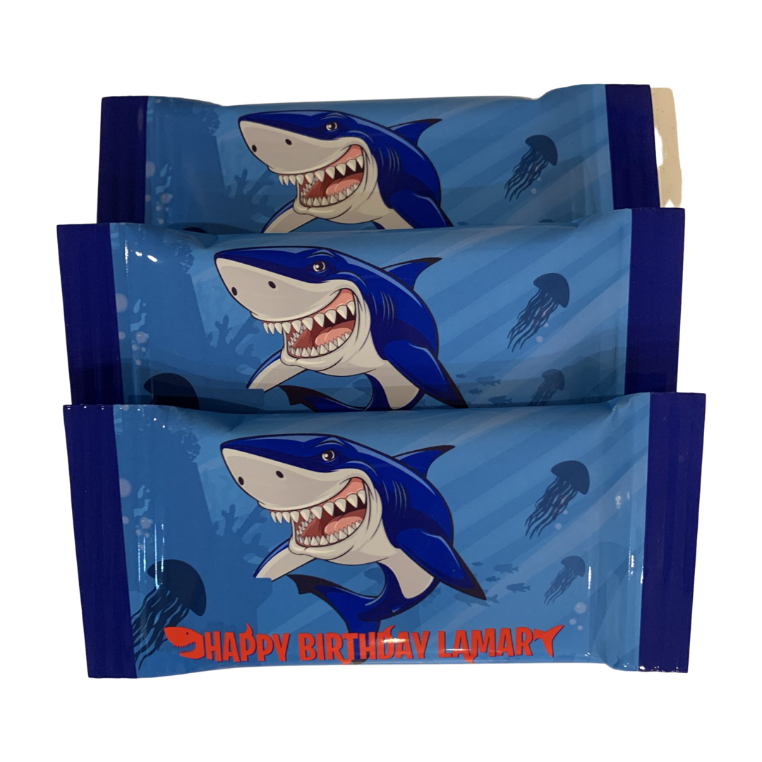 Shark themed personalised kit kats