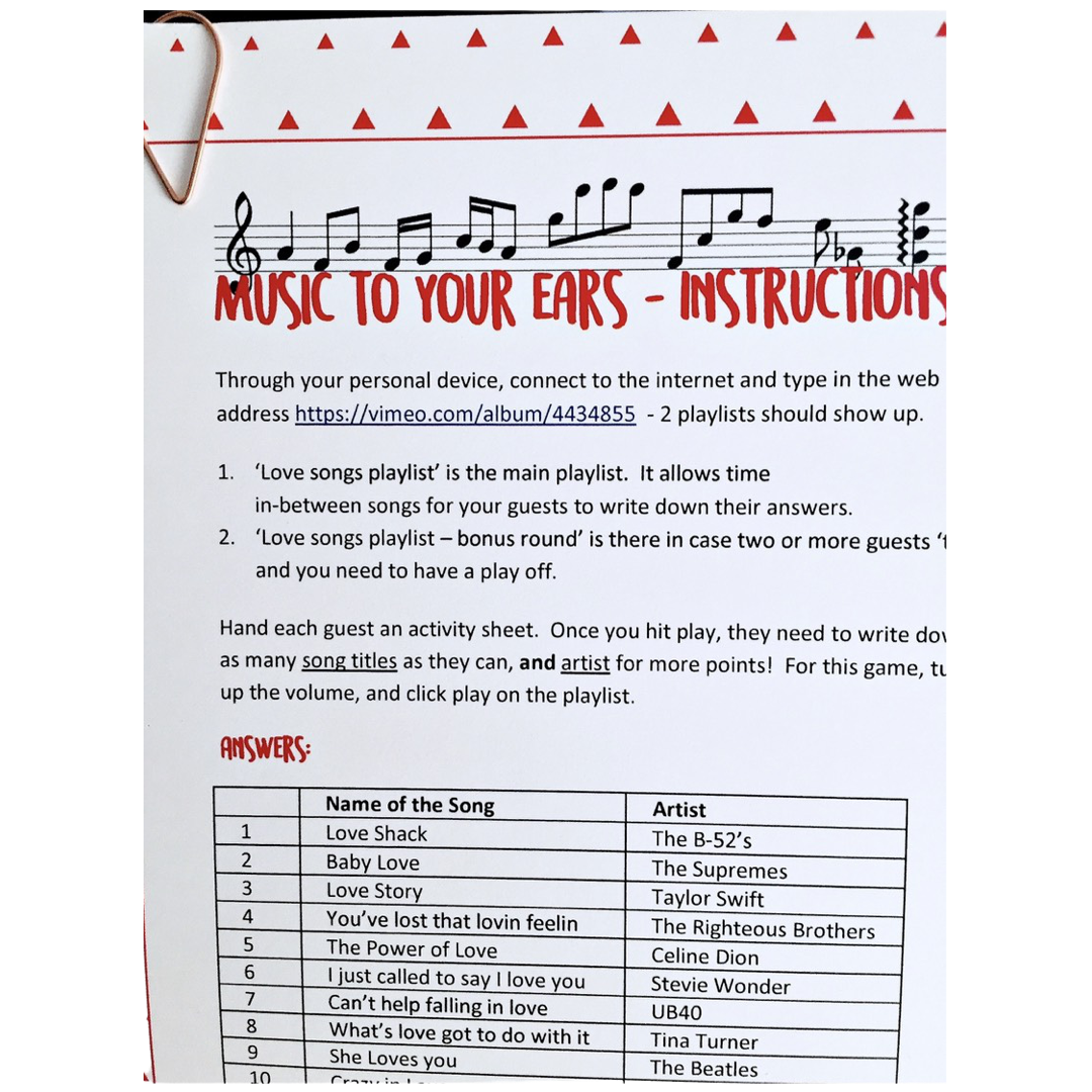 Music to your ears hens party games box