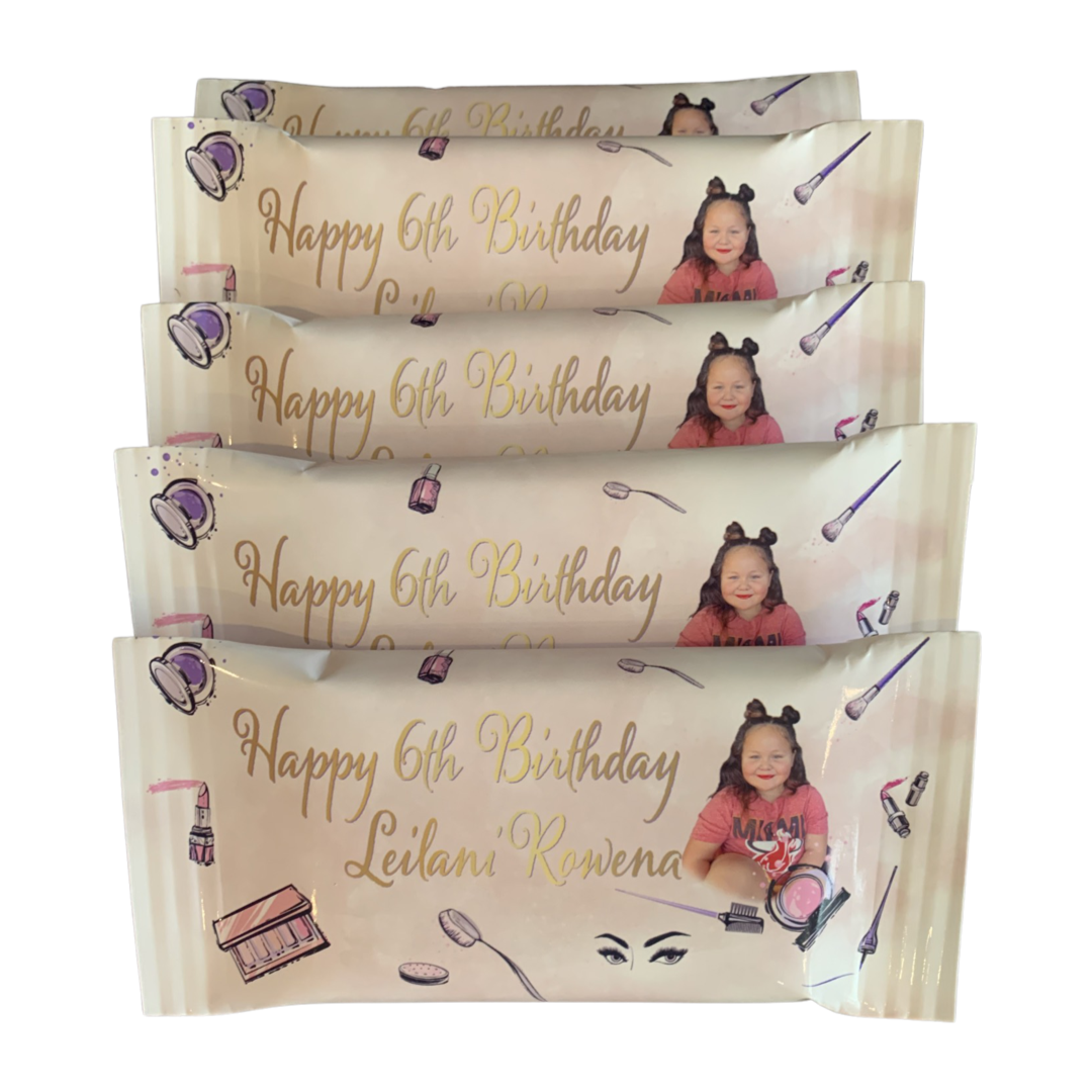 Spa makeup themed personalised kit kats
