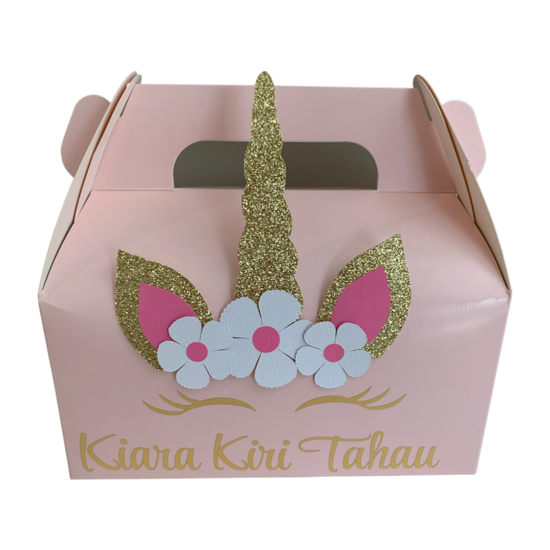 Unicorn themed gift box with personalised name